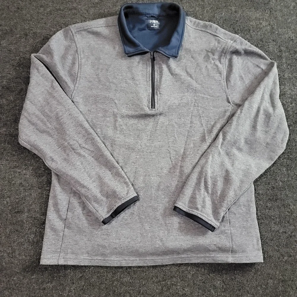 J.Crew Oarsman Quarter Zip Pullover Gray‎ M Long Sleeve Coolmax